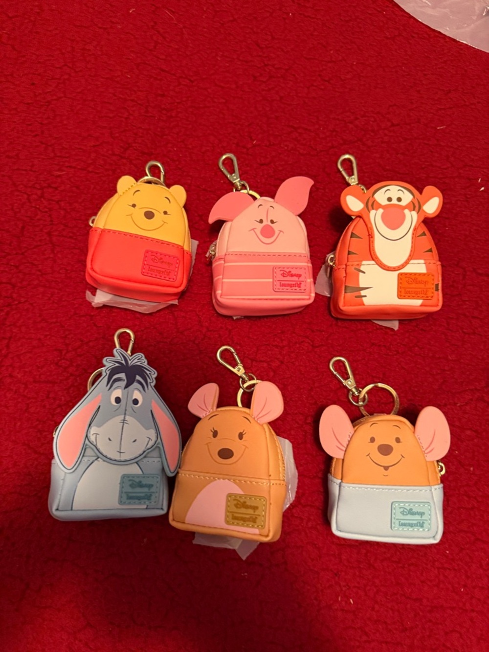 🐻 Disney Loungefly Winnie the Pooh Mini Backpack Keychain FULL SET – 6/6 NWT